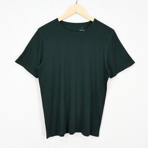 NWOT Everlane The Luxe Rib Crew Slim Fit Stretch Tee Dark Forest Green Size XXL